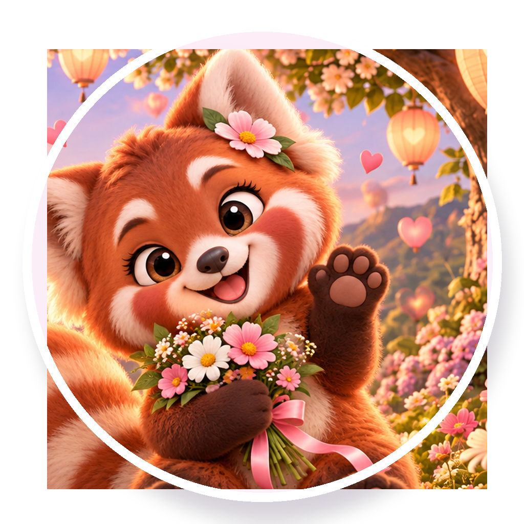 Rare Girl Names logo featuring Posy the Panda in a premium cartoon style
